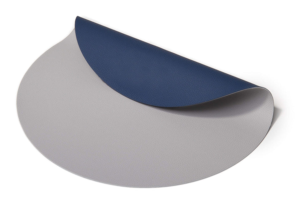 Cookinglife Placemats - Dubbelzijdig - Vegan leer - Grijs / Blauw ø 38 cm - 6 Stuks