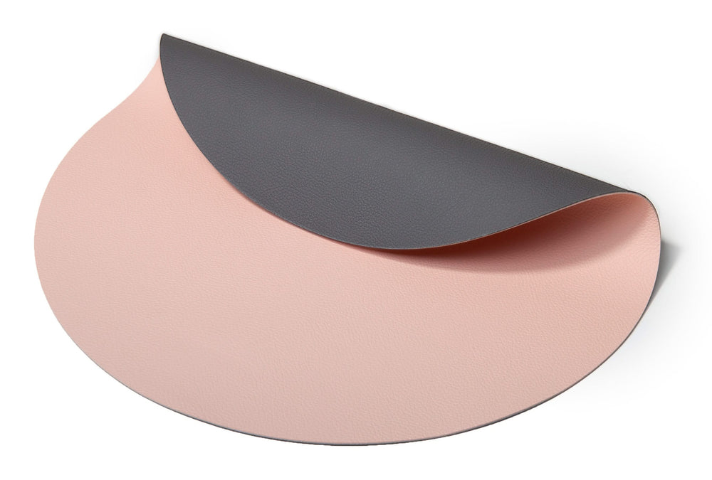 Cookinglife Placemats - Dubbelzijdig - Vegan leer - Grijs / Roze ø 38 cm - 6 Stuks