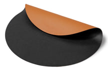 Cookinglife 6 Placemats + 6 Onderzetters - Dubbelzijdig - Rond - Vegan leer - Zwart / Cognac