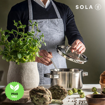 Sola Pannenset Juvia 5-Delig RVS - Downdraft geschikt - Kookpan ø 16, 18, 20, 24 cm & Steelpan ø 16 cm - geschikt voor alle warmtebronnen