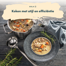 Sola Pannenset Juvia 5-Delig RVS - Downdraft geschikt - Kookpan ø 16, 18, 20, 24 cm & Steelpan ø 16 cm - geschikt voor alle warmtebronnen