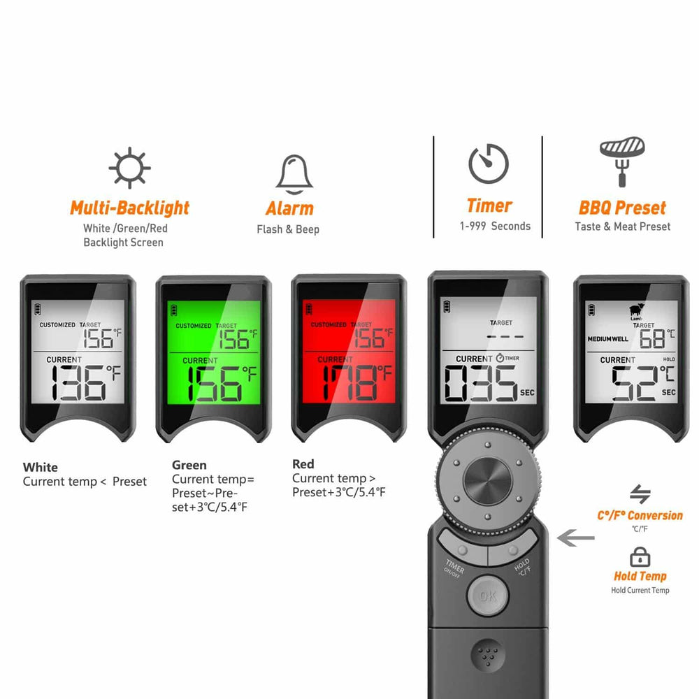 Keij Kamado Digitale BBQ Vleesthermometer - Supersnel - Waterdicht