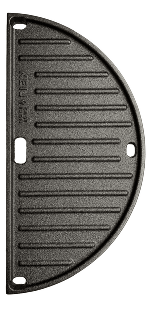 Keij Kamado Halve Maan Grillplaat / Plancha Compact - Geëmailleerd Gietijzer - 2-zijdig - 33 cm - voor 15 inch Kamado's - Universeel