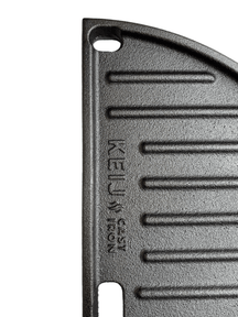 Keij Kamado Halve Maan Grillplaat / Plancha Compact - Geëmailleerd Gietijzer - 2-zijdig - 33 cm - voor 15 inch Kamado's - Universeel