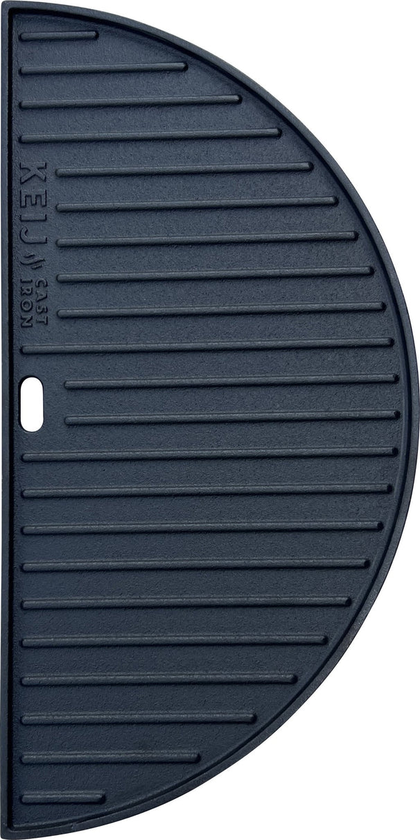 Keij Kamado Halve Maan Grillplaat / Plancha Large - Geëmailleerd Gietijzer - 2-zijdig - 46.5 cm - voor 21 inch Kamado's - Universeel