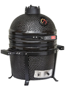 Keij Kamado BBQ Startersset - Pro Compact Black 15 inch - met Houtskool, Aanmaakwokkels & Kolenmand