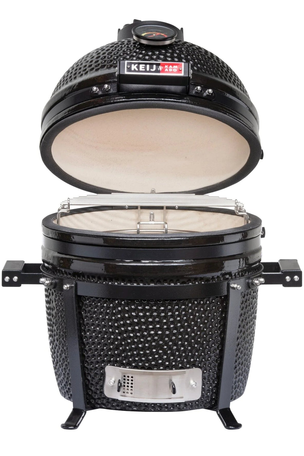 Keij Kamado BBQ Startersset - Pro Compact Black 15 inch - met Houtskool, Aanmaakwokkels & Kolenmand