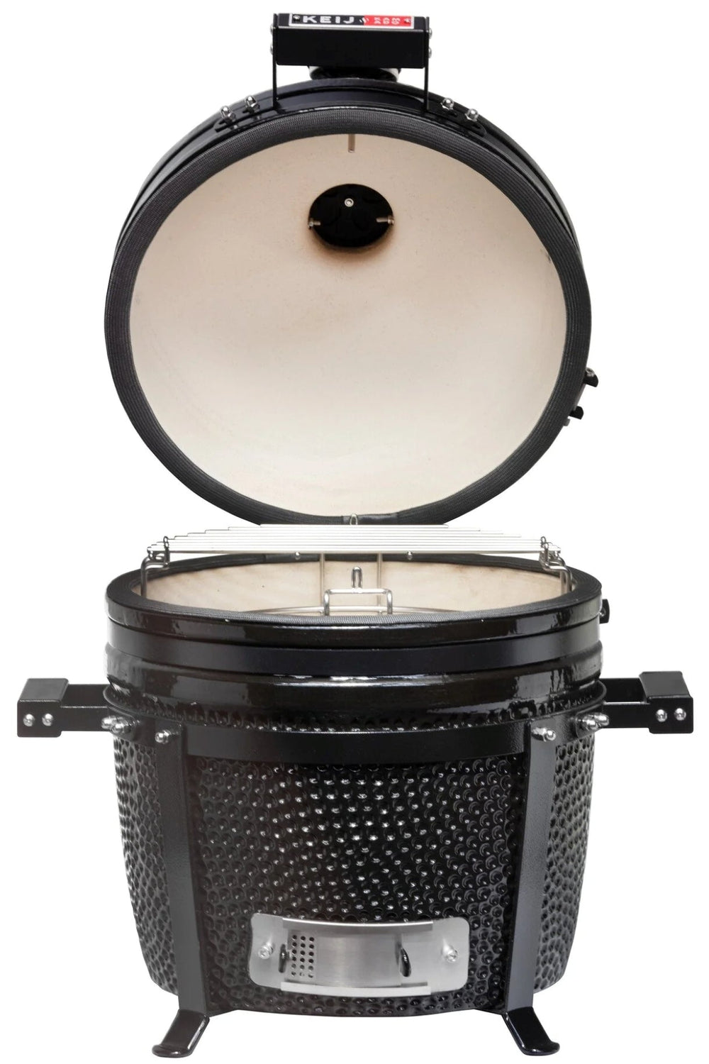 Keij Kamado BBQ Startersset - Pro Compact Black 15 inch - met Houtskool, Aanmaakwokkels & Kolenmand