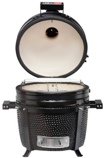 Keij Kamado BBQ Startersset - Pro Compact Black 15 inch - met Houtskool, Aanmaakwokkels & Kolenmand