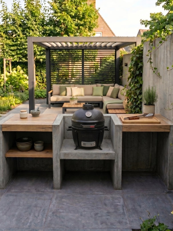Keij Kamado BBQ Startersset - Pro Compact Black 15 inch - met Houtskool, Aanmaakwokkels & Kolenmand