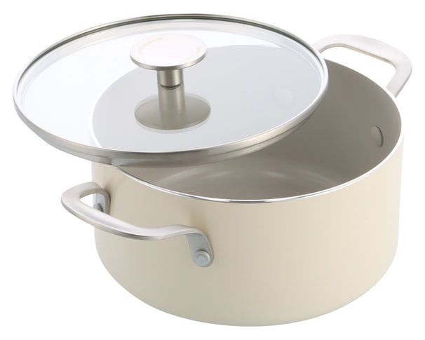 KitchenAid Kookpan Aluminium Almond Cream ø 24 cm / 4.9 Liter - keramische anti-aanbaklaag