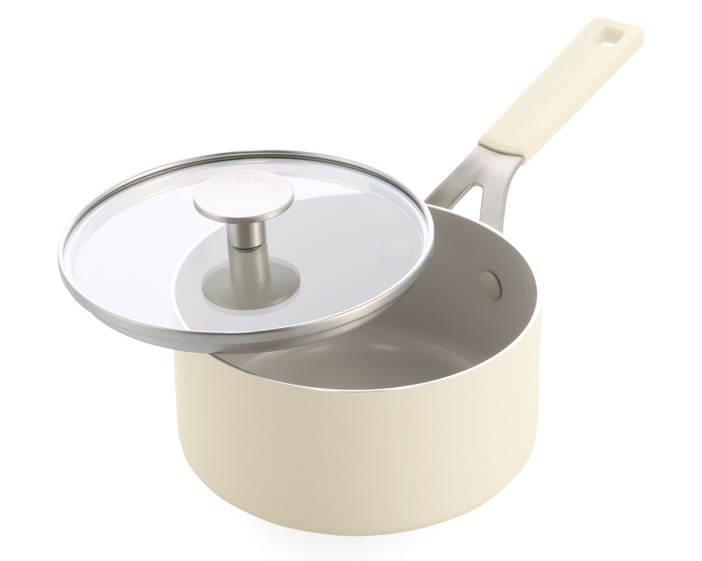 KitchenAid Steelpan Aluminium Almond Cream ø 16 cm / 1.6 Liter - met deksel