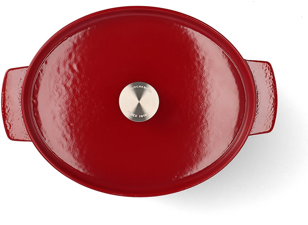 KitchenAid Braadpan Ovaal Gietijzer Empire Red 30 cm / 5.6 Liter - bovenaanzicht