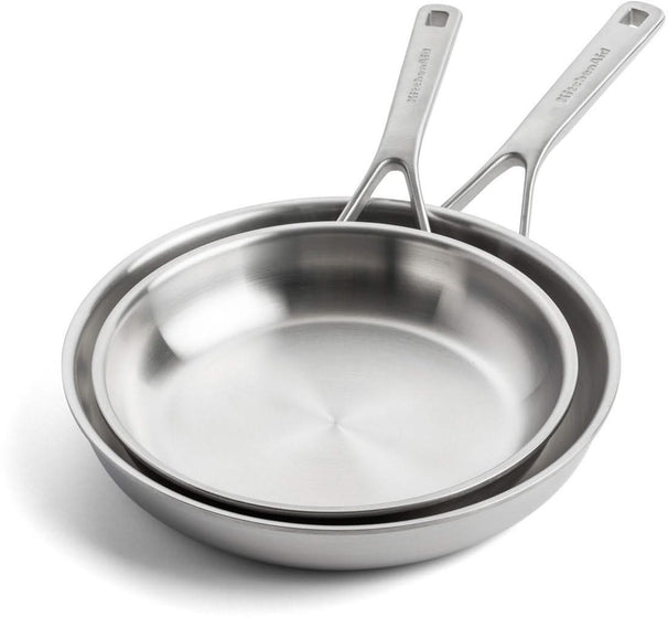 KitchenAid Koekenpannenset Tri-Ply RVS 2-delig - ø 20 & 28 cm - zonder anti-aanbaklaag
