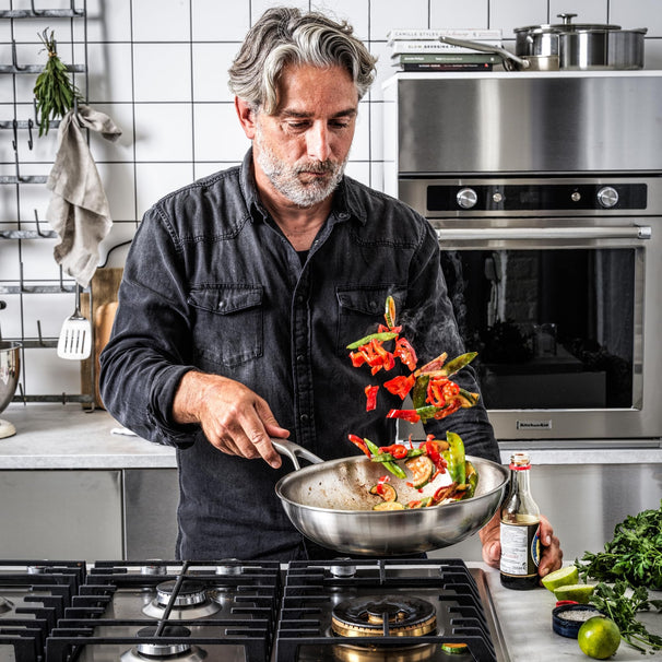 KitchenAid Wokpan met deksel Tri-Ply RVS ø 28 cm / 3.6 Liter - zonder anti-aanbaklaag