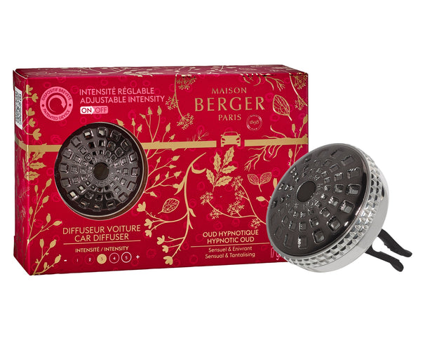 Maison Berger Autoparfum Diffuser Celebration Gun Metal & Zilver - Hypnotic Oud - met navulling