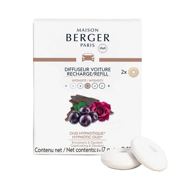 Maison Berger Navulling - voor autoparfum - Hypnotic Oud - 2 stuks