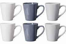 Cookinglife Mokken Siaki - Wit / Blauw / Grijs 350 ml - Porselein - 6 stuks