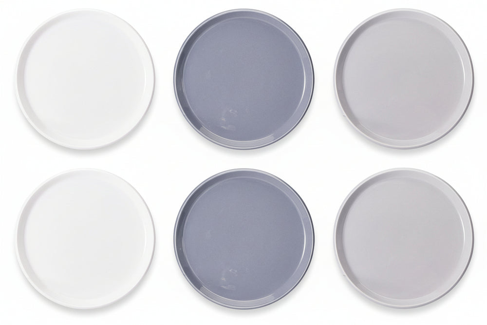 Cookinglife Ontbijtborden / Dessertborden Siaki - Wit / Blauw / Grijs ø 19 cm - Porselein - 6 stuks