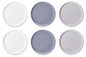 Cookinglife Ontbijtborden / Dessertborden Siaki - Wit / Blauw / Grijs ø 19 cm - Porselein - 6 stuks