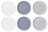 Cookinglife Ontbijtborden / Dessertborden Siaki - Wit / Blauw / Grijs ø 19 cm - Porselein - 6 stuks