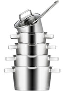 Sola Pannenset Diamond 5-Delig RVS - Downdraft geschikt - Kookpan ø 16, 18, 20, 24 cm & Steelpan ø 16 cm - geschikt voor alle warmtebronnen