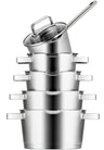 Sola Pannenset Diamond 5-Delig RVS - Downdraft geschikt - Kookpan ø 16, 18, 20, 24 cm & Steelpan ø 16 cm - geschikt voor alle warmtebronnen