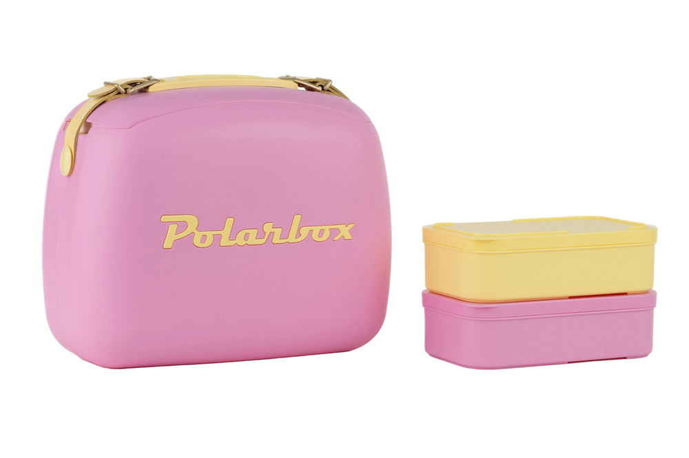 Polarbox Mini Koelbox / Coolerbag met 2 Lunchboxen - Bubblegum-Yellow - 6 liter. Roze / Geel