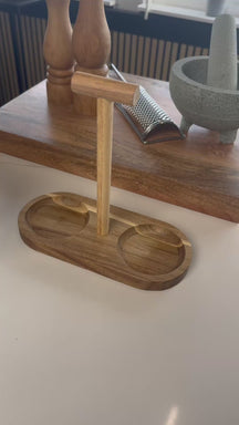 Cosy & Trendy Olie- en Azijnstel met Houder - Glas & Acaciahout - 2 flessen