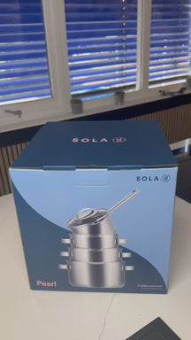 Sola Pannenset Pearl 4-Delig RVS - Downdraft geschikt - Kookpan ø 16, 18, 20 cm & Steelpan ø 16 cm - geschikt voor alle warmtebronnen
