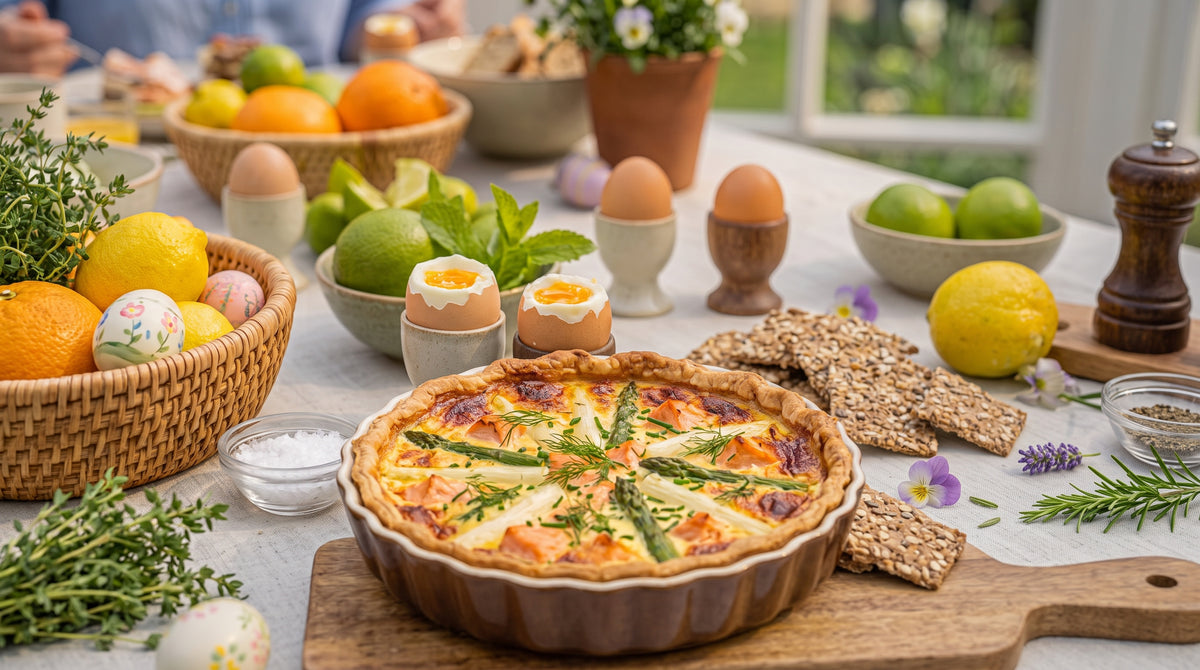 Een feestelijke paasquiche die de hele tafel laat stralen
