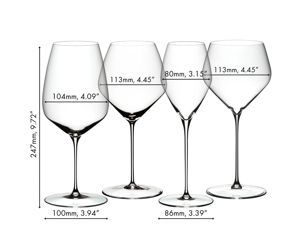Riedel Wijnglazeset Veloce -  Cabernet / Merlot, Pinot Noir / Nebbiolo, Sauvignon Blanc & Chardonnay  - 4 stuks