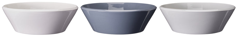 Cookinglife Saladeschalen Siaki - Wit / Blauw / Grijs ø 25 cm - Porselein - 3 stuks