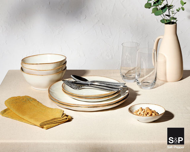 Salt & Pepper Serviesset Artisan Wit 12-delig / 4 personen - 4 dinerborden, 4 ontbijtborden en 4 kommen