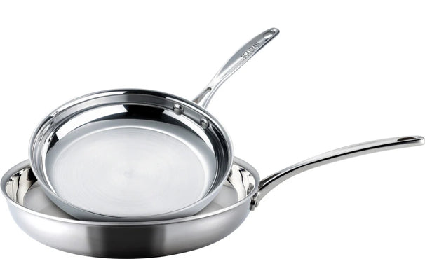 SCANPAN Koekenpannenset Fusion 5 RVS 2-delig - ø 24 & 28 cm - geschikt voor alle warmtebronnen - zonder anti-aanbaklaag