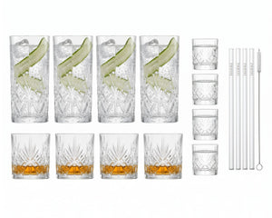 Schott Zwiesel Barglazenset Show 17-delig - Longdrink-, Whiskey- & Shotglazen met Rietjes