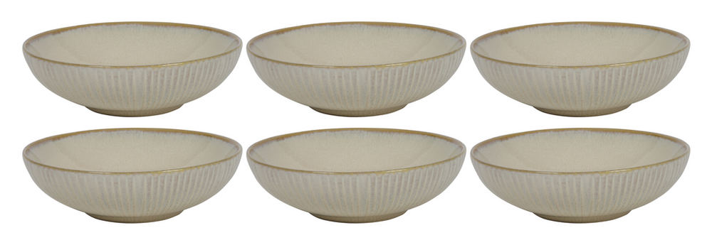 Cookinglife Diepe Borden / Pastaborden Coastal Lines Ocean Beige ø 18 cm - 6 Stuks set image