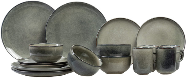Salt & Pepper Serviesset Meridian - Groen/Blauw 16-delig / 4 personen - 4 dinerborden, 4 ontbijtborden, 4 kommen en 4 kopjes
