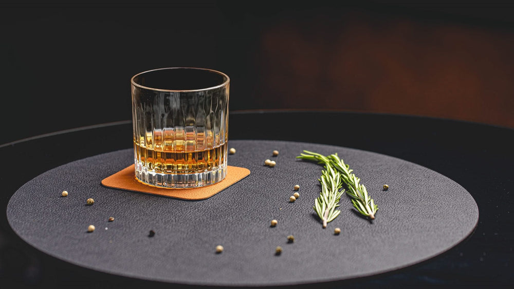 Onderzetters - Vegan leer - Zwart / Cognac - dubbelzijdig - 10 x 10 cm - 6 stuks - Cookinglife