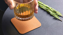 Onderzetters - Vegan leer - Zwart / Cognac - dubbelzijdig - 10 x 10 cm - 6 stuks - Cookinglife