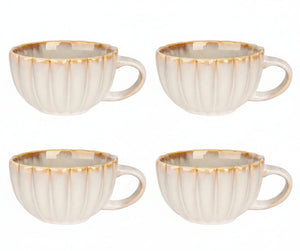 Cosy & Trendy Cappuccino Kop met Oor Astera Pearl Beige - ø 12 cm / 450 ml - 4 Stuks
