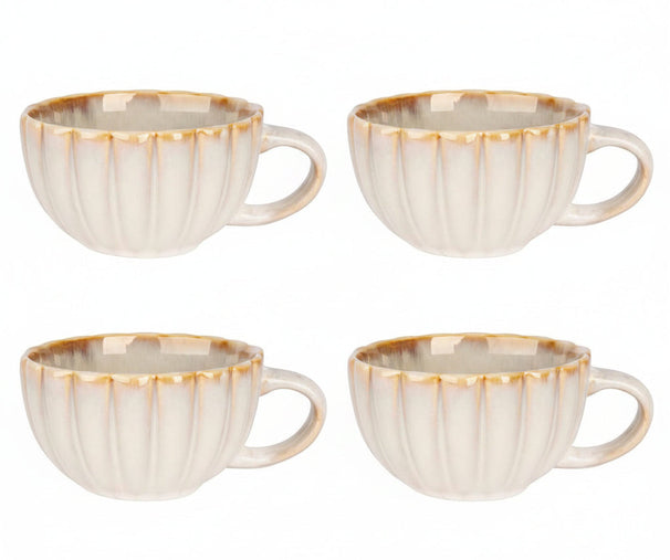 Cosy & Trendy Cappuccino Kop met Oor Astera Pearl Beige - ø 12 cm / 450 ml - 4 Stuks