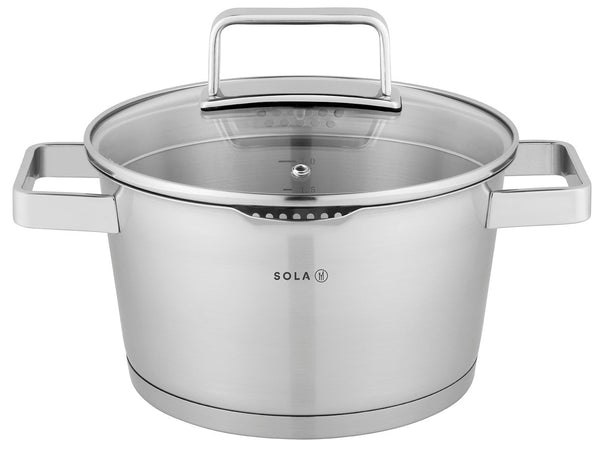 Sola Kookpan / Soeppan Diamond RVS Downdraft en Inductie geschikt ø 24 cm / 5.5 liter - geschikt voor alle warmtebronnen