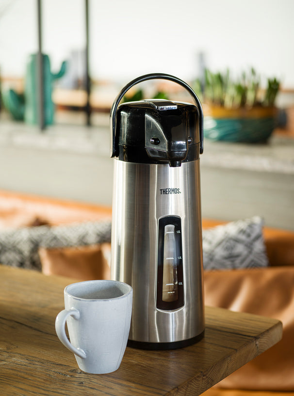 Thermos Thermoskan met Pomp & Venster - Pompkan - Isoleerkan - 2.2 Liter