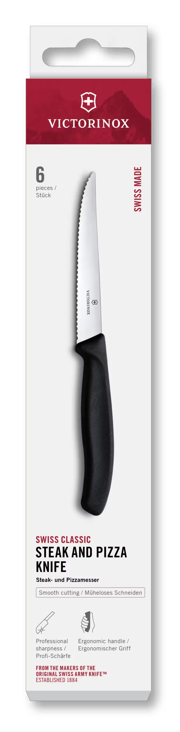 Victorinox Steakmessen Gekarteld Swiss Classic Zwart - 6 stuks
