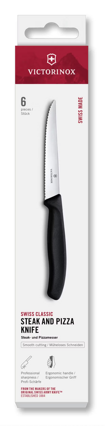 Victorinox Steakmessen Gekarteld Swiss Classic Zwart - 6 stuks