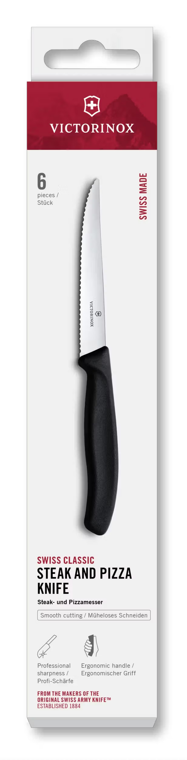 Victorinox Steakmessen Gekarteld Swiss Classic Zwart - 6 stuks