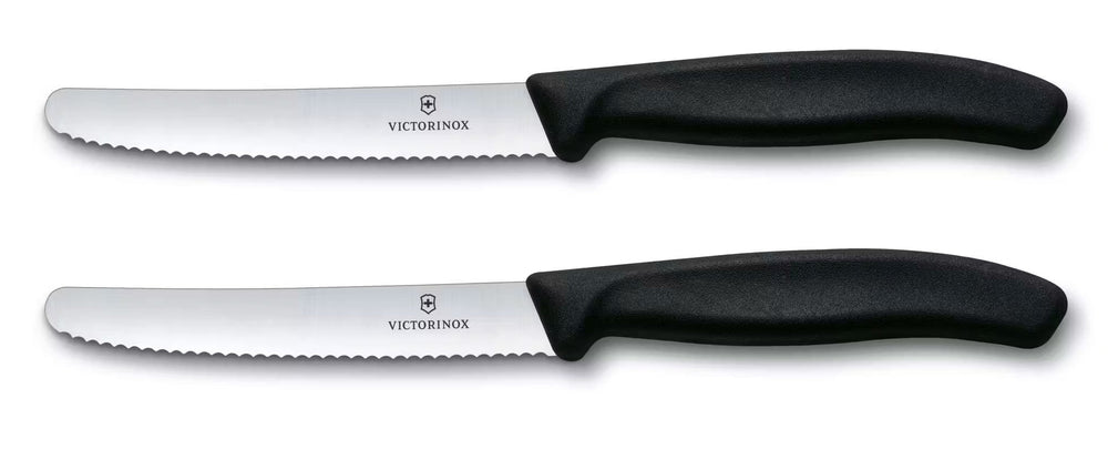Victorinox Tomatenmesjes Gekarteld Swiss Classic Zwart - 11 cm - 2 stuks
