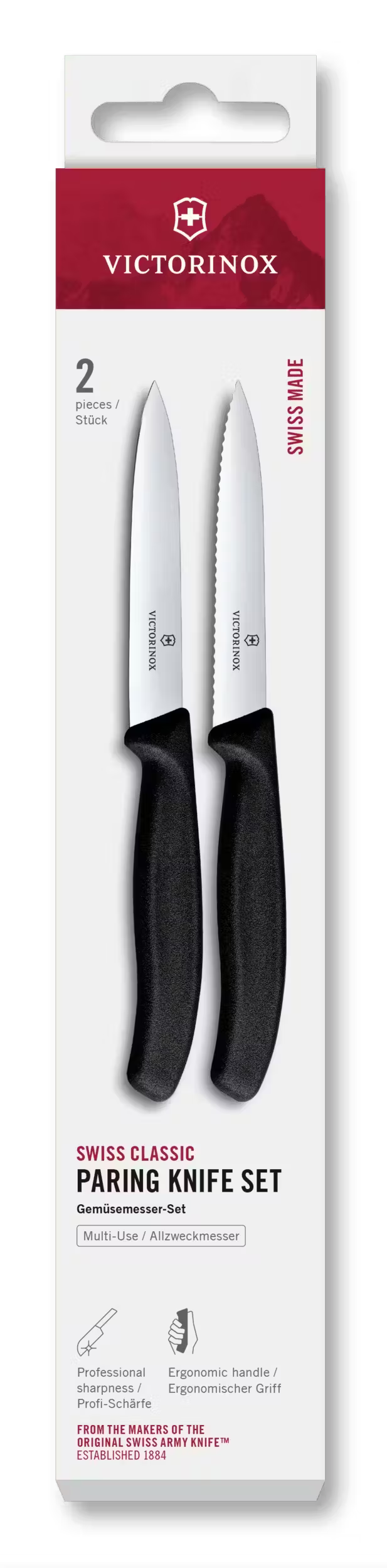 Victorinox Officemessenset Swiss Classic Zwart 2-delig - Gekarteld & Glad Officemes