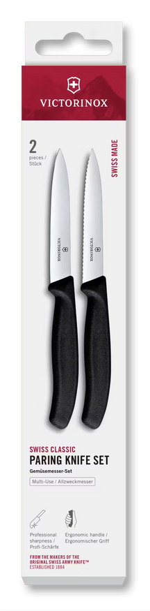Victorinox Officemessenset Swiss Classic Zwart 2-delig - Gekarteld & Glad Officemes
